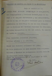 Hoja de conducción de la prisión de Jerez a la de Sevilla, 1938 (AHPC)