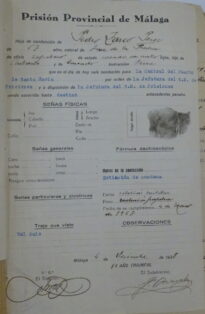 Hoja de conducción desde la Prisión Provincial de Málaga hasta la Prisión Central de El Puerto de Santa María, 1938 (AHPC)
