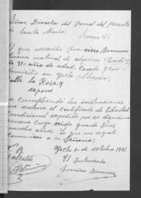 Instancia manuscrita de Frnacisco Beneroso, 1941 (AHPC)