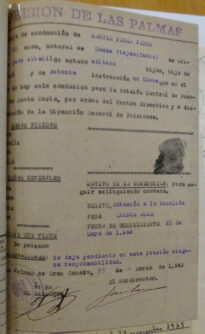 Hoja de conducción de Las Palmas a El Puerto de Santa María, 1943 (AHPC)