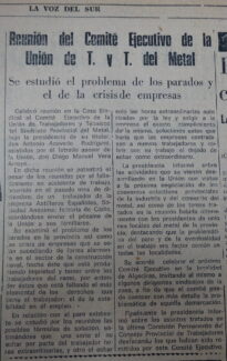 Noticia de La Voz del Sur, 6/1/1976, pág 5.