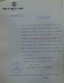 Informe del alcalde de Jimena sobre el maestro, 24/11/1937 (AGA).
